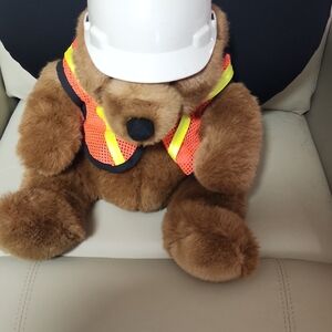 BN Brown COM ED teddy Bear with Safety Vest & hard Hat